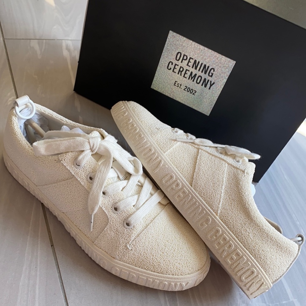 Opening Ceremony La Cienega Caviar Bead Sneakers In 1000 White NIB